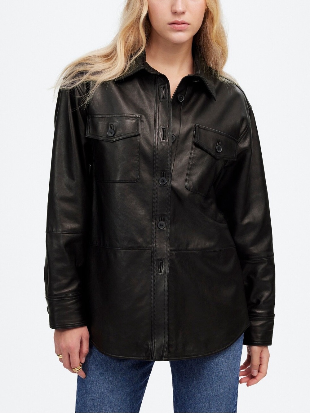 Madewell Washed Leather Shirt-Jacket